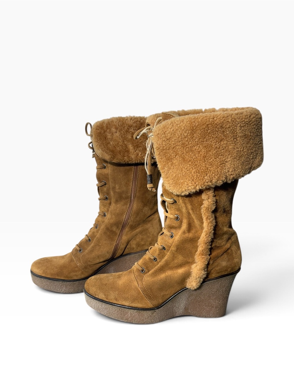 Via Spiga Tan Suede Lace Up Boots Size 9